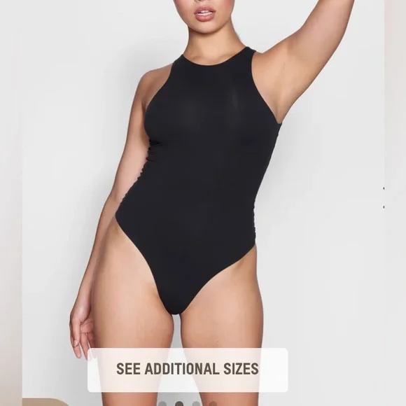 NWT SKIMS Fits Everybody High Neck Bodysuit - Onyx - Picture 1 of 4